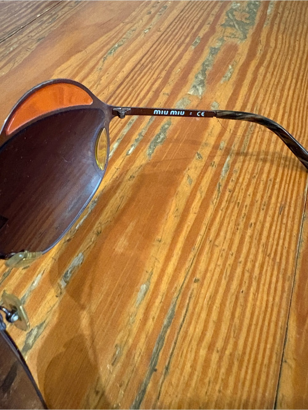 Miu Miu Brown Gradient Shield Sunglasses with Pink Accents - Picture 2 of 5